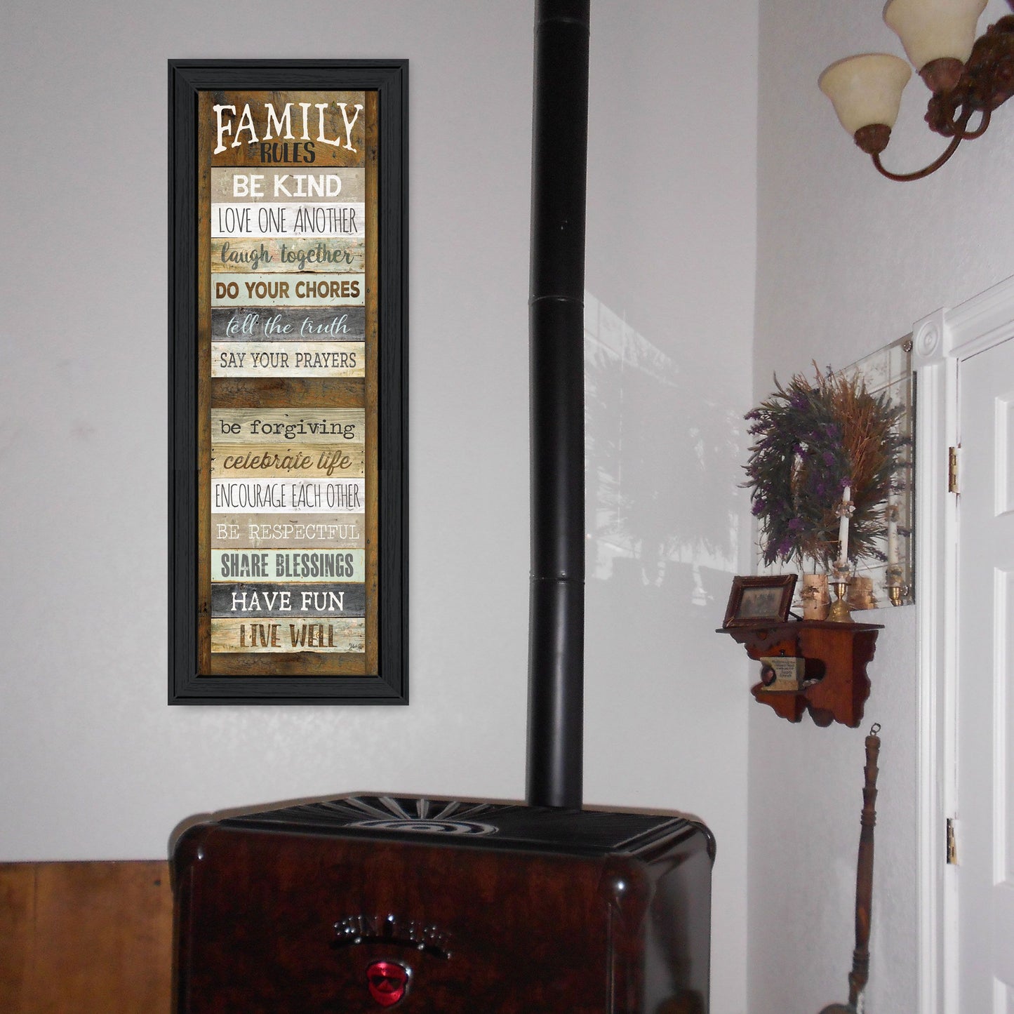 "Family Rules Shutter" By Marla Rae, Ready to Hang Framed Print, Black Frame